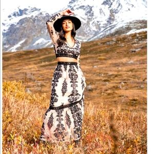 Altar’d state XS maud lace maxi skirt formal black